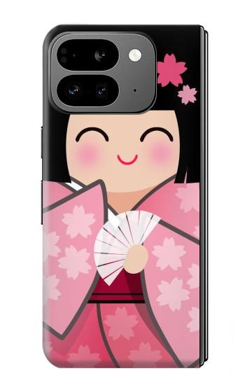 S3042 雛人形 着物桜 Japan Girl Hina Doll Kimono Sakura Google Pixel 9 Pro Fold バックケース、フリップケース・カバー