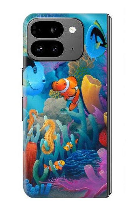 S3227 水中の世界の漫画 Underwater World Cartoon Google Pixel 9 Pro Fold バックケース、フリップケース・カバー