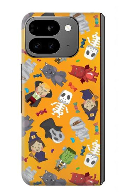 S3275 かわいいハロウィーンの漫画のパターン Cute Halloween Cartoon Pattern Google Pixel 9 Pro Fold バックケース、フリップケース・カバー
