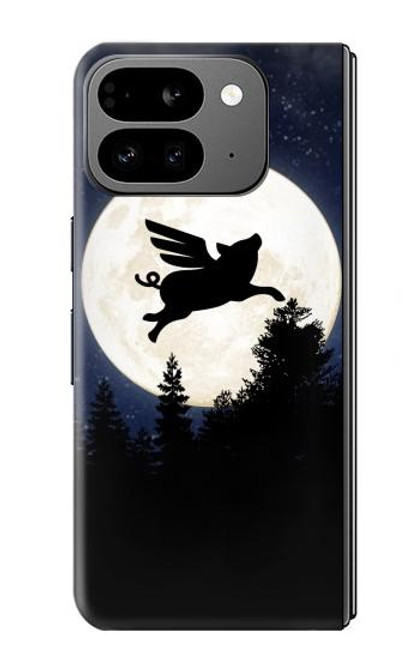 S3289 飛豚 満月 Flying Pig Full Moon Night Google Pixel 9 Pro Fold バックケース、フリップケース・カバー