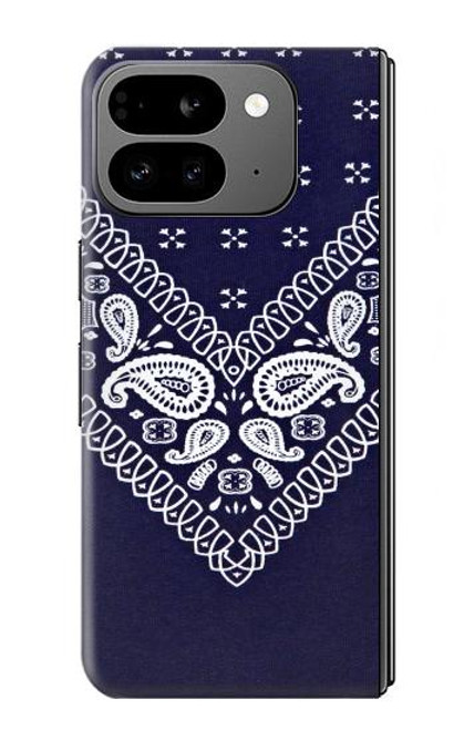 S3357 ネイビーブルーバンダナパターン Navy Blue Bandana Pattern Google Pixel 9 Pro Fold バックケース、フリップケース・カバー