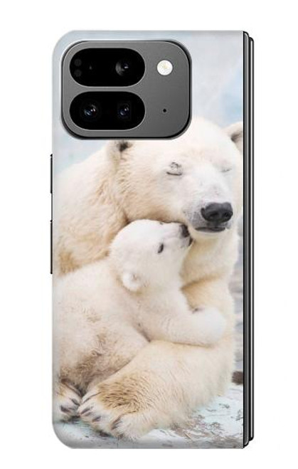 S3373 シロクマ抱擁家族 Polar Bear Hug Family Google Pixel 9 Pro Fold バックケース、フリップケース・カバー