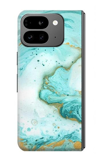 S3399 緑の大理石のグラフィックプリント Green Marble Graphic Print Google Pixel 9 Pro Fold バックケース、フリップケース・カバー