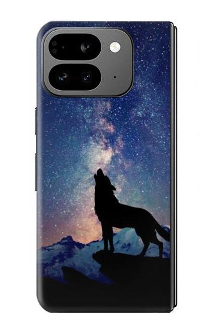 S3555 狼 Wolf Howling Million Star Google Pixel 9 Pro Fold バックケース、フリップケース・カバー
