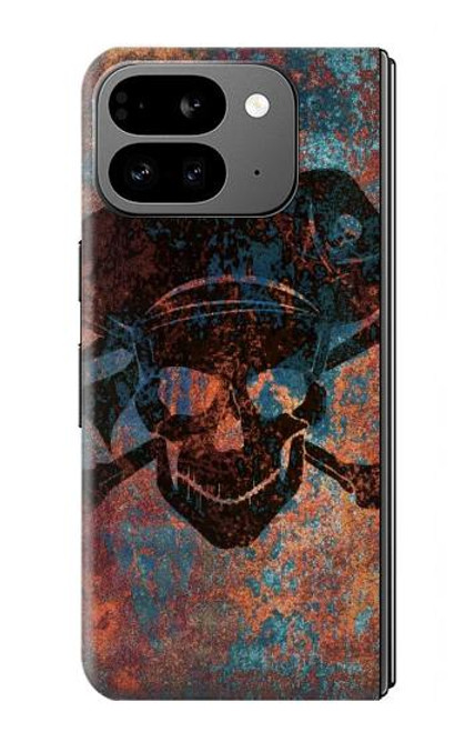 S3895 海賊スカルメタル Pirate Skull Metal Google Pixel 9 Pro Fold バックケース、フリップケース・カバー