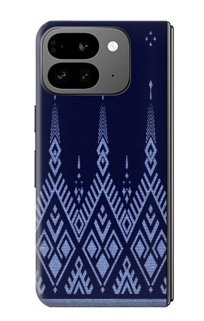 S3950 テキスタイル タイ ブルー パターン Textile Thai Blue Pattern Google Pixel 9 Pro Fold バックケース、フリップケース・カバー