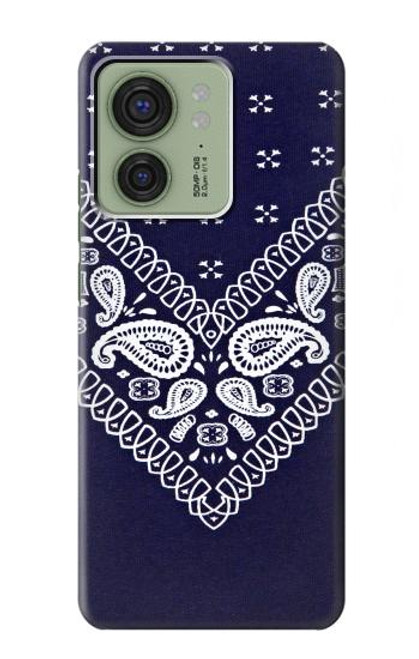 S3357 ネイビーブルーバンダナパターン Navy Blue Bandana Pattern Motorola Edge (2023), Edge 40 バックケース、フリップケース・カバー