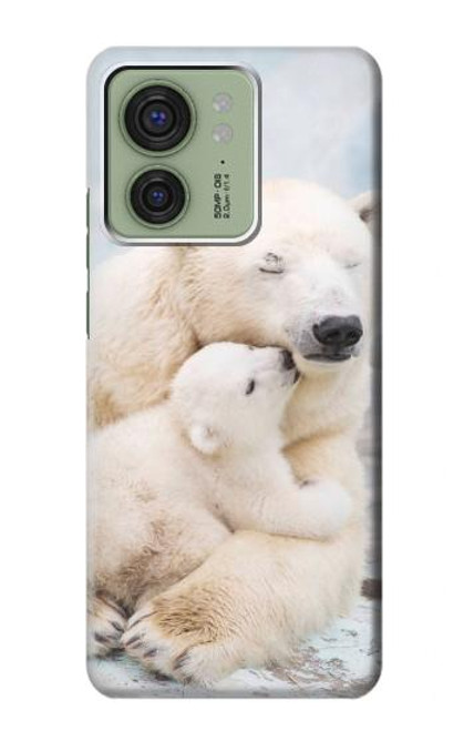 S3373 シロクマ抱擁家族 Polar Bear Hug Family Motorola Edge (2023), Edge 40 バックケース、フリップケース・カバー