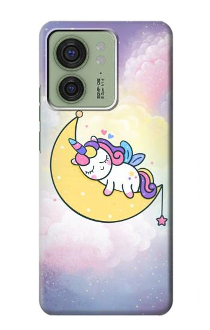 S3485 かわいい眠りユニコーン Cute Unicorn Sleep Motorola Edge (2023), Edge 40 バックケース、フリップケース・カバー