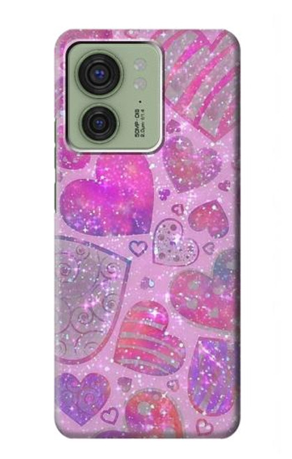 S3710 ピンクのラブハート Pink Love Heart Motorola Edge (2023), Edge 40 バックケース、フリップケース・カバー