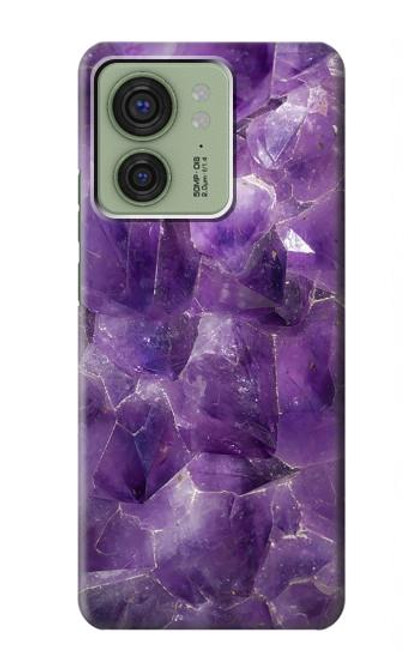 S3713 パープルクォーツアメジストグラフィックプリント Purple Quartz Amethyst Graphic Printed Motorola Edge (2023), Edge 40 バックケース、フリップケース・カバー