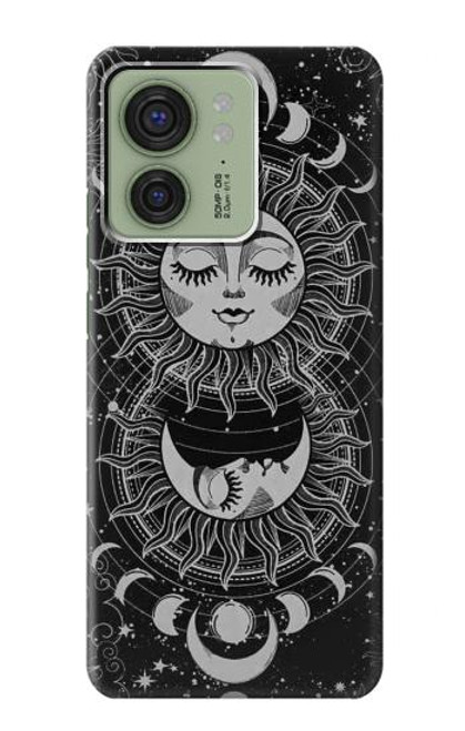 S3854 神秘的な太陽の顔三日月 Mystical Sun Face Crescent Moon Motorola Edge (2023), Edge 40 バックケース、フリップケース・カバー