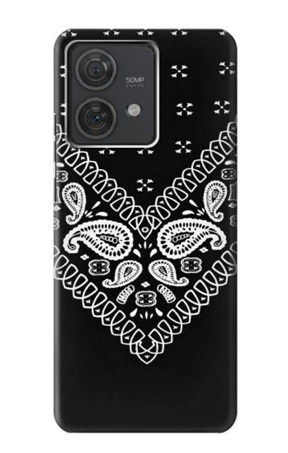 S3363 黒バンダナ Bandana Black Pattern Motorola Edge 40 Neo バックケース、フリップケース・カバー