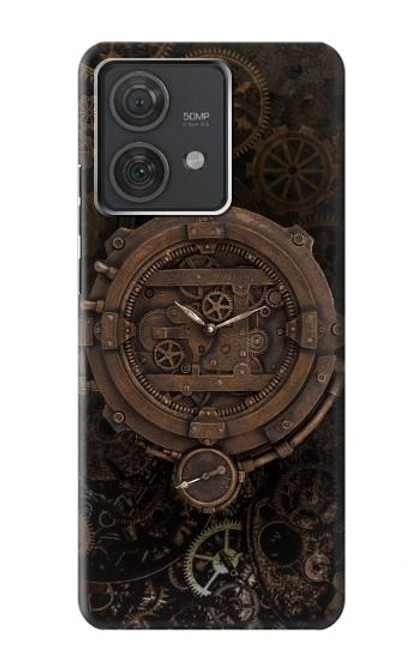 S3902 スチーム パンクなクロック ギア Steampunk Clock Gear Motorola Edge 40 Neo バックケース、フリップケース・カバー