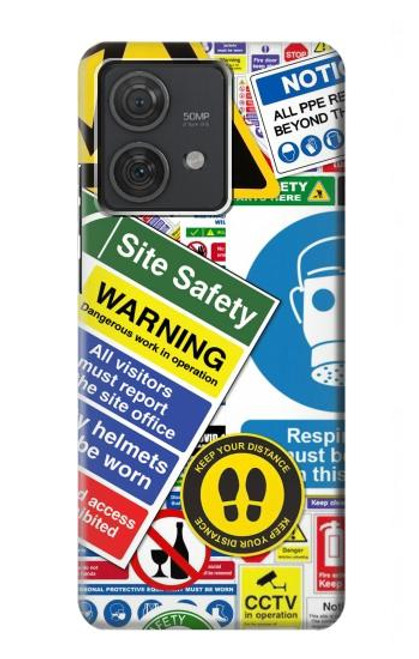 S3960 安全標識ステッカー コラージュ Safety Signs Sticker Collage Motorola Edge 40 Neo バックケース、フリップケース・カバー