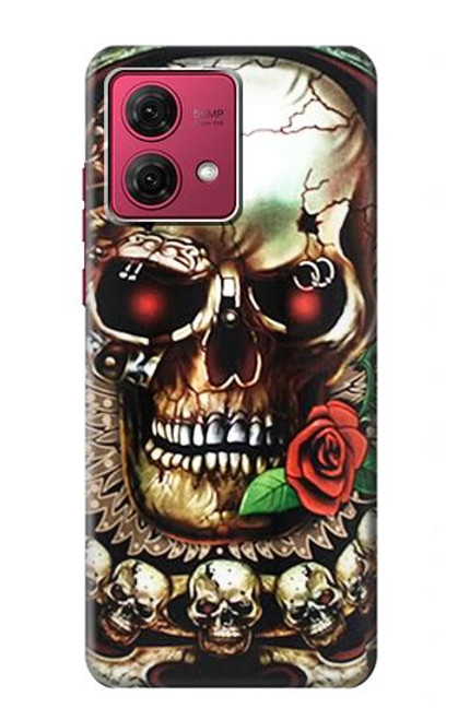 S0753 スカル 翼 バラ パンク Skull Wing Rose Punk Motorola Moto G84 バックケース、フリップケース・カバー
