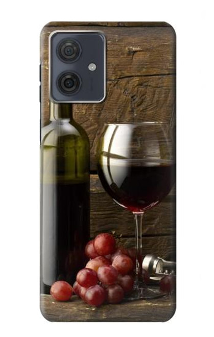S1316 ブドウのボトルと赤ワインのグラス Grapes Bottle and Glass of Red Wine Motorola Moto G54 バックケース、フリップケース・カバー