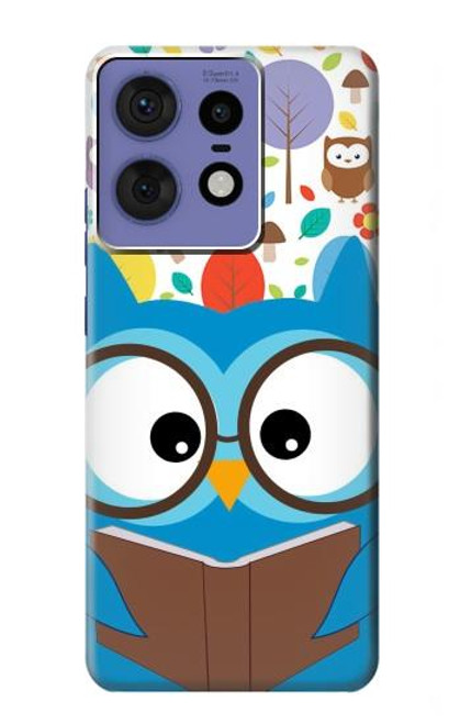 S2521 可愛いオタクフクロウ漫画 Cute Nerd Owl Cartoon Motorola Edge 50 Pro バックケース、フリップケース・カバー