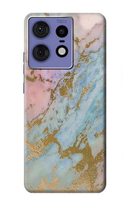 S3717 ローズゴールドブルーパステル大理石グラフィックプリント Rose Gold Blue Pastel Marble Graphic Printed Motorola Edge 50 Fusion バックケース、フリップケース・カバー