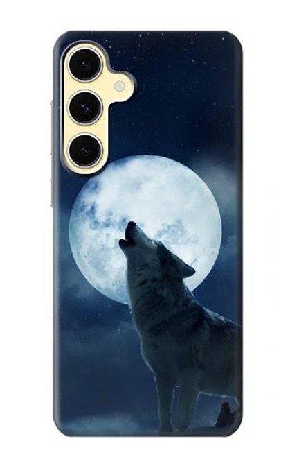S3693 グリムホワイトウルフ満月 Grim White Wolf Full Moon Samsung Galaxy S24 FE バックケース、フリップケース・カバー