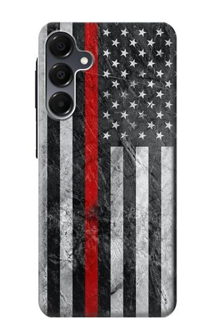 S3687 消防士細い赤い線アメリカの国旗 Firefighter Thin Red Line American Flag Samsung Galaxy A16 5G バックケース、フリップケース・カバー