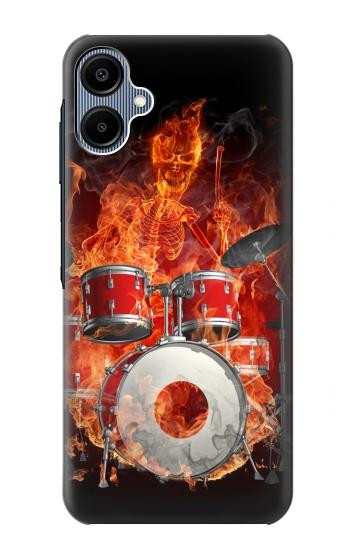 S1431 スカル ドラム ファイア ロック音楽 Skull Drum Fire Rock Samsung Galaxy A06 バックケース、フリップケース・カバー