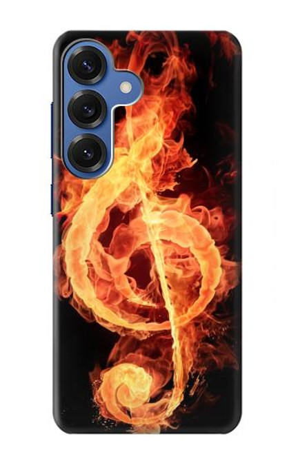 S0493 音楽ノート火災 Music Note Burn Samsung Galaxy S25 バックケース、フリップケース・カバー