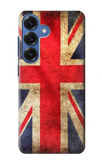 S2303 英国ヴィンテージ国旗 British UK Vintage Flag Samsung Galaxy S25 バックケース、フリップケース・カバー