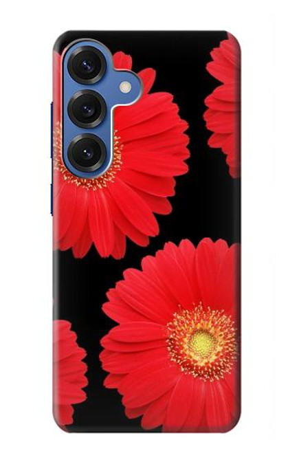 S2478 赤デイジーの花 Red Daisy flower Samsung Galaxy S25 バックケース、フリップケース・カバー