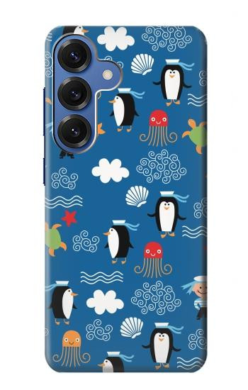 S2572 マリンペンギン柄 Marine Penguin Pattern Samsung Galaxy S25 バックケース、フリップケース・カバー