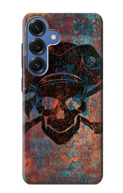 S3895 海賊スカルメタル Pirate Skull Metal Samsung Galaxy S25 バックケース、フリップケース・カバー