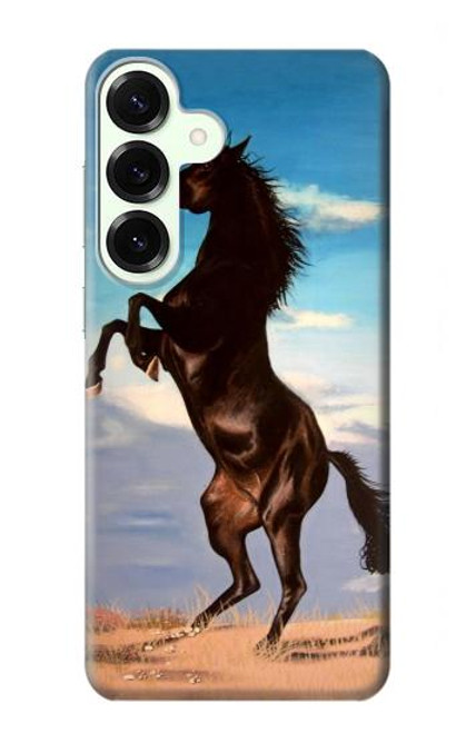S0934 黒野生馬 Wild Black Horse Samsung Galaxy S25 Plus バックケース、フリップケース・カバー