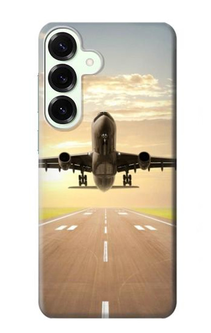 S3837 飛行機離陸日の出 Airplane Take off Sunrise Samsung Galaxy S25 Plus バックケース、フリップケース・カバー