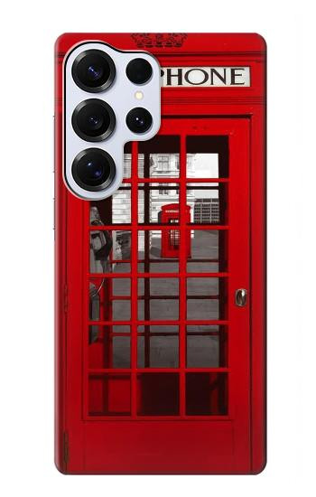 S0058 ロンドン〔イギリス〕の赤い電話ボックス Classic British Red Telephone Box Samsung Galaxy S25 Ultra バックケース、フリップケース・カバー