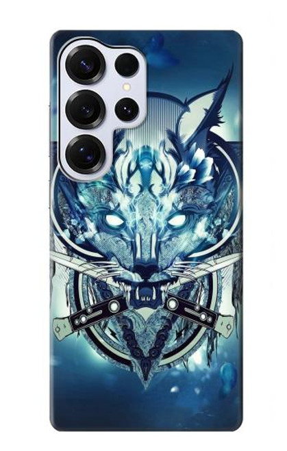 S1135 オオカミ Wolf with knives Rock Samsung Galaxy S25 Ultra バックケース、フリップケース・カバー