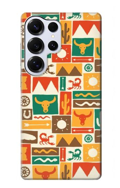 S1873 ウェスタンパターン Western Pattern Samsung Galaxy S25 Ultra バックケース、フリップケース・カバー