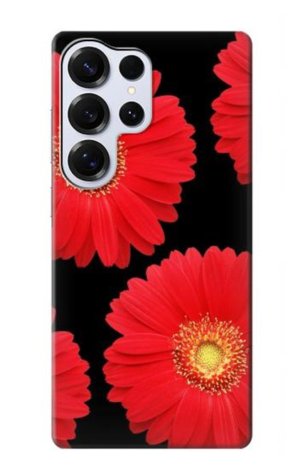 S2478 赤デイジーの花 Red Daisy flower Samsung Galaxy S25 Ultra バックケース、フリップケース・カバー