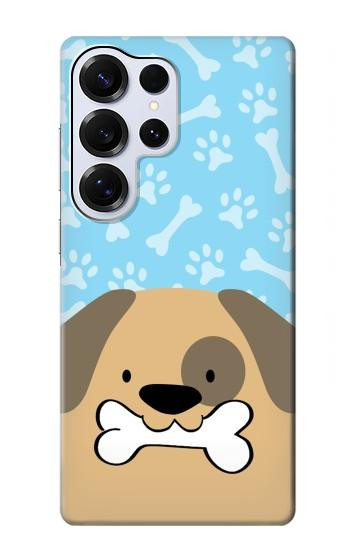 S2669 犬の足 骨 可愛い漫画のパターン Cute Dog Paws Bones Cartoon Samsung Galaxy S25 Ultra バックケース、フリップケース・カバー