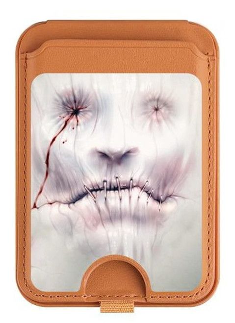 S0884 ホラーフェイス Horror Face iPhone 16 15 14 13 Pro Max 用 MagSafe対応磁気カードホルダーウォレットスタンド
