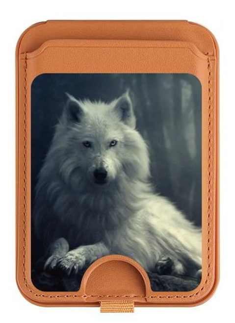 S1516 ホワイトウルフ White Wolf iPhone 16 15 14 13 Pro Max 用 MagSafe対応磁気カードホルダーウォレットスタンド