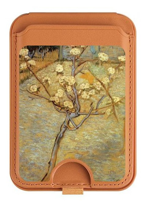 S1978 ヴァン・ゴッホ ピアツリー満開 Van Gogh Letter Pear Tree Blossom iPhone 16 15 14 13 Pro Max 用 MagSafe対応磁気カードホルダーウォレットスタンド