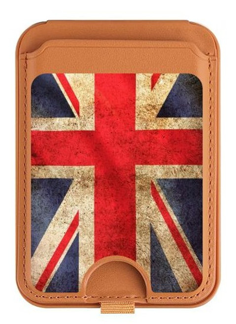 S2303 英国ヴィンテージ国旗 British UK Vintage Flag iPhone 16 15 14 13 Pro Max 用 MagSafe対応磁気カードホルダーウォレットスタンド