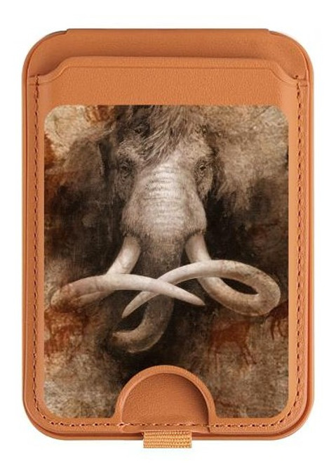 S3427 マンモス古代の洞窟芸術 Mammoth Ancient Cave Art iPhone 16 15 14 13 Pro Max 用 MagSafe対応磁気カードホルダーウォレットスタンド