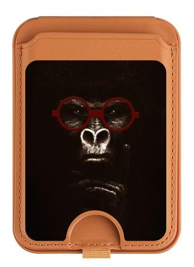 S3529 思考ゴリラ Thinking Gorilla iPhone 16 15 14 13 Pro Max 用 MagSafe対応磁気カードホルダーウォレットスタンド