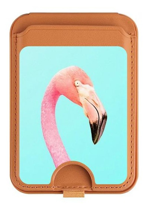 S3708 ピンクのフラミンゴ Pink Flamingo iPhone 16 15 14 13 Pro Max 用 MagSafe対応磁気カードホルダーウォレットスタンド