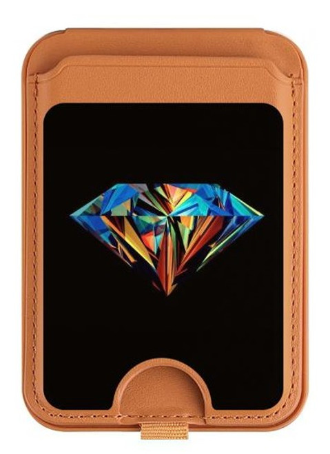 S3842 抽象的な カラフルな ダイヤモンド Abstract Colorful Diamond iPhone 16 15 14 13 Pro Max 用 MagSafe対応磁気カードホルダーウォレットスタンド