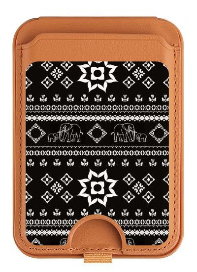 S3932 エレファントパンツの柄 Elephant Pants Pattern iPhone 16 15 14 13 Pro Max 用 MagSafe対応磁気カードホルダーウォレットスタンド