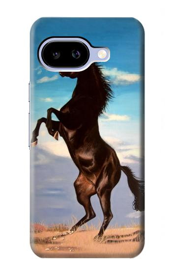 S0934 黒野生馬 Wild Black Horse Google Pixel 9a バックケース、フリップケース・カバー