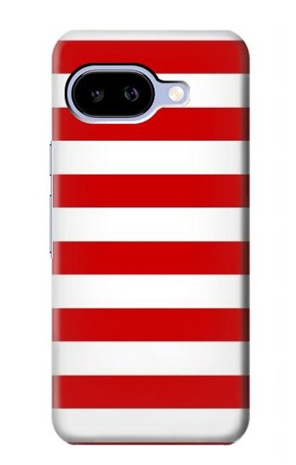 S2364 赤と白のストライプ Red and White Striped Google Pixel 9a バックケース、フリップケース・カバー