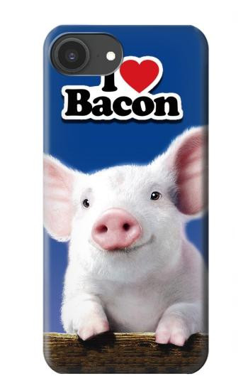 S0608 私はベーコンが大好き かわいい子ブタ I Love Bacon Cute Baby Pig iPhone 16e, 17e バックケース、フリップケース・カバー